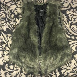 Olive Fur Vest